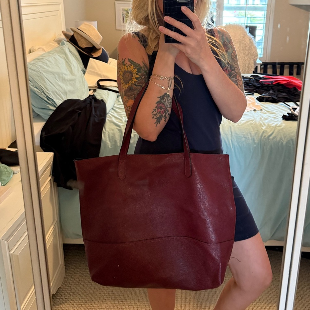 Overbrooke | Burgundy Large Vegan Leather Tote Shoulder Bag